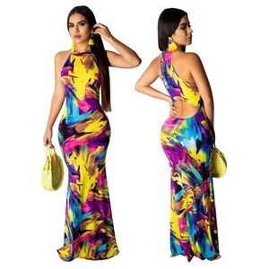 Yellow Sleeveless Bodycon Maxi Dress New